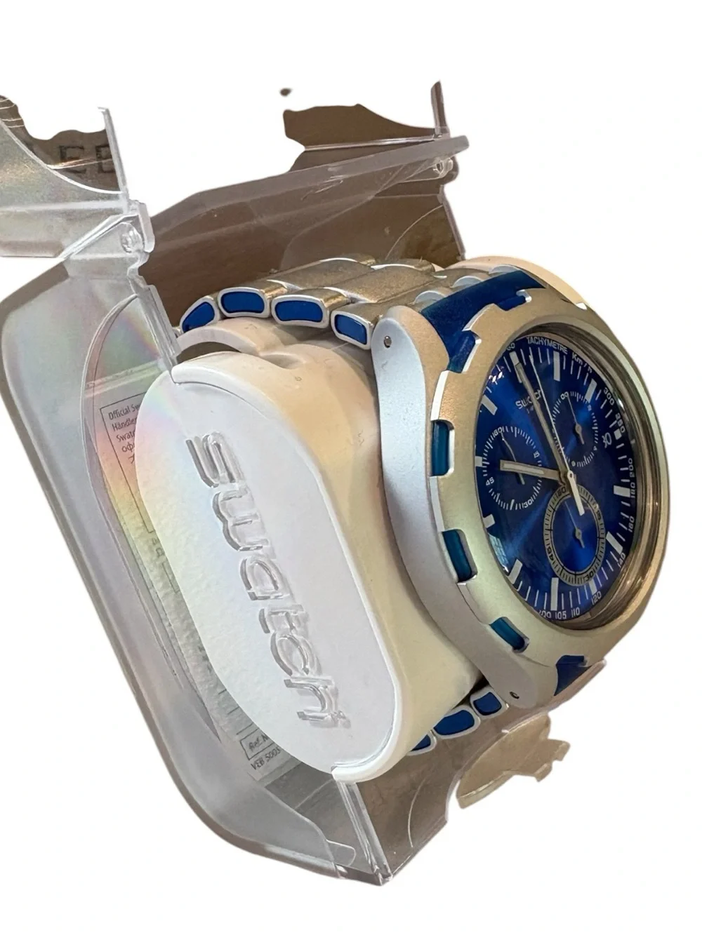 Swatch - Endless Energy Chronograph Men's Watch. Blue and Silver. New